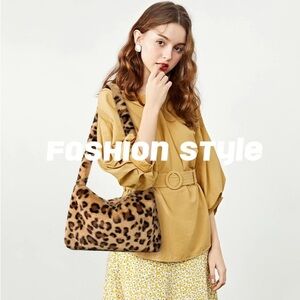 Fuzzy Shoulder Furry  Large Plush Faux Fur Bag